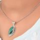 92.5 Sterling Silver Pendent Green Malachite With Traditional Border Design