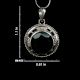 92.5 Sterling Silver Pendant Round Cut Stone Green Onyx Round Engraved Border