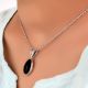 92.5 Sterling Silver Black Onyx  Pendant In Long Oval Shape
