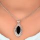 92.5 Sterling Silver Pendant Big Oval Black Onyx Decorative Pendant