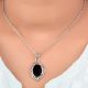92.5 Sterling Silver Pendant Black Onyx with Engraved Border