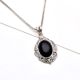 92.5 Sterling Silver Pendant Black Onyx with Engraved Border