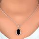 92.5  Sterling Silver Pendant Oval Inlay Black Onyx Stone Daily Wear Pendant