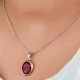 92.5  Sterling Silver Pendant Oval Red Spinel Stone Daily Wear Pendant