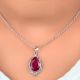 92.5 Sterling Silver Pendant Big Tear Drop Red Spinel Studded Silver Pendant
