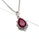 92.5 Sterling Silver Pendant Big Tear Drop Red Spinel Studded Silver Pendant