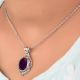 92.5 Sterling Silver Pendant Big Oval Shaped Amethyst Pendant