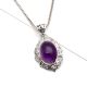 92.5 Sterling Silver Pendant Big Oval Shaped Amethyst Pendant