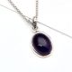92.5 Sterling Silver Pendant Big Oval Shaped Amethyst Bezel Set Pendant