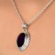 92.5 Sterling Silver Pendant Big Oval Shaped Amethyst Rope Design Pendant