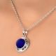 92.5 Sterling Silver Pendant Round Blue Tourmaline Gemstone Pendant