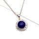 92.5 Sterling Silver Pendant Round Blue Tourmaline Gemstone Pendant