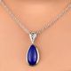92.5 Sterling Silver Pendant Long Teardrop Shaped Blue Tourmaline Gemstone Pendant
