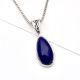 92.5 Sterling Silver Pendant Long Teardrop Shaped Blue Tourmaline Gemstone Pendant