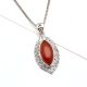 92.5 Sterling Silver Red Carnelian Pendant Marquise Delicate Wedding Gift