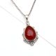 92.5 Stamped Sterling Silver Red Carnelian Teardrop Stone