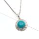 92.5 Sterling Silver Turquoise Circular Pendant