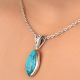 92.5 Sterling Silver Pendant Long Teardrop Shaped Blue Turquoise Gemstone Pendant