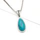 92.5 Sterling Silver Pendant Long Teardrop Shaped Blue Turquoise Gemstone Pendant