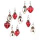 Set of 25 Handmade Red And Silver Mini Christmas Ornaments In Assorted Styles