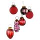 Set of 6 Handmade Red And Purple Mini Christmas Ornaments In Assorted Styles