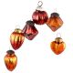 Set of 6 Handmade Red And Sunset Orange Mini Christmas Ornaments In Assorted Styles