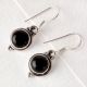 92.5 Sterling Silver Earrings Round Black Onyx Cabochon Studded Silver  Earrings