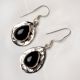 92.5 Sterling Silver Earrings Oval Black Onyx Cabochon Framed Border