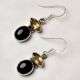 92.5 Sterling Silver Earrings With Oval Citrine And Black Round Onyx Dangler Earrings