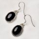 92.5 Sterling Silver Earrings Long Oval Black Onyx In Bezel setting For Girls