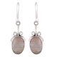 92.5 Sterling Silver Earrings Big Oval Jasper Stone Set In Rope Border Design