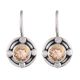 92.5 Sterling Silver Earrings Rose Quartz in round and Big Oval Drop Dangler Earrings