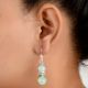 92.5 Sterling Silver Earrings Amazonite Stone In Oval And Round Shape In Bezel Setting Dangler Earrings