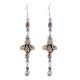 92.5 Sterling Silver Earrings Citrine Floral Linear Design Danglers Earrings