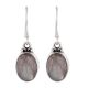 92.5Sterling Silver Earrings Big Oval Moonstone Drop Hanging Earrings