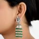92.5 Sterling Silver Earrings Peacock Stud Green Onyx Stones Chandelier Jhumkis