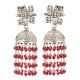 92.5 Sterling silver Earrings With Floral Stud Red Beads Tassel Chandelier Earrings
