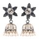92.5 Sterling Silver Oxidized Earrings Big floral Hanging Jhumkis With Silver Tassels Earrings