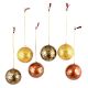 Hand painted Paper Mache Ball Ornaments Golden Leafy Pattern (Set Of 6)