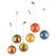 Multicolored Paper Mache Balls Ornaments Handpainted Floral Motifs (Set of 6)