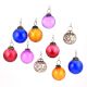 Set of 10 Glass Christmas Ornaments Silver Lined Multicolored Ball Shape Hangings