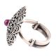 Oxidized 92.5 Sterling silver Ring Adjustable Amethyst Stone Studded Paisley Design (Free Size)