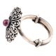 Oxidized 92.5 Sterling Silver Ring Adjustable Parsley Amethyst Stone Studded Fashion Ring (Free Size)