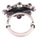 92.5 Sterling Silver Ring Oxidized With Amethyst Studded In The Border And Onyx In Centre (Free Size)
