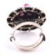 92.5 Sterling Silver Ring South Indian Embossed Design Studded With Amethyst Stones (Free Size)