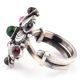 Engraved Petals 92.5 Sterling silver Ring Oxidized Adjustable Round Amethyst Stones For Girls (Free Size)