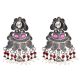 Intricate 92.5 Sterling Silver Earrings Pink Jade Garnet And Pearls