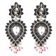 Floral 92.5 Sterling Silver Dangler Earrings Big Tear Drop Design With Pink Sapphire And Pearl