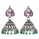 Amethyst Stud 92.5 Sterling Silver Earrings Jhumki With Onyx Beads Tassels
