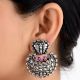 Butterfly 92.5 Sterling Silver Chandbali Earrings Fuchsia Jade Stoned Fashion For women